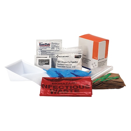 First Aid Only Body Fluid Spill Kit Refill, Not Applicable Volume Absorbed per Kit, Bag, Orange, 19 21-760