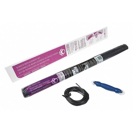 Adfors Pet Door and Window Screen, Polyester, 36 in W, 84 in L, 0.025 in Wire Dia, Charcoal FCS10184-M