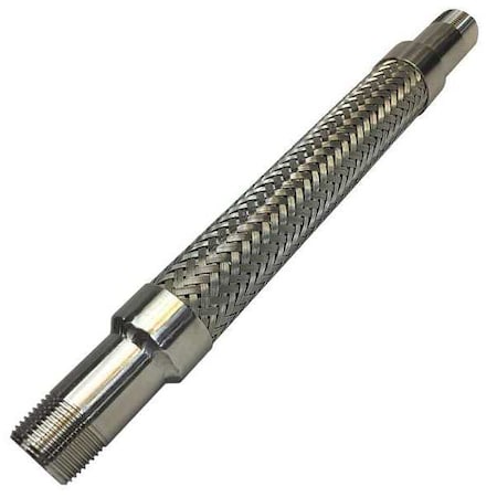 Zoro Select Flexible Metal Hose, 1 in. dia, 8 in. L 16PL-CA11-0080-11D-11D