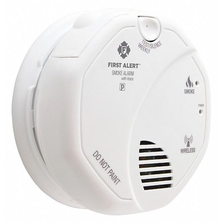 First Alert Smoke Alarm, 85 dB @ 10 ft, (2) AA Batteries, Photoelectric ...