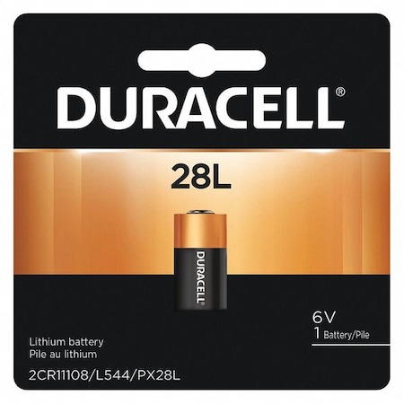 DURACELL Battery, Size 28L, Lithium, 6V PX28L
