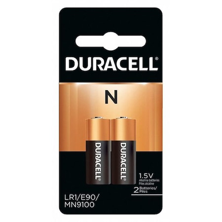 DURACELL Battery, Size N, Alkaline, 1.5V, PK2 MN9100