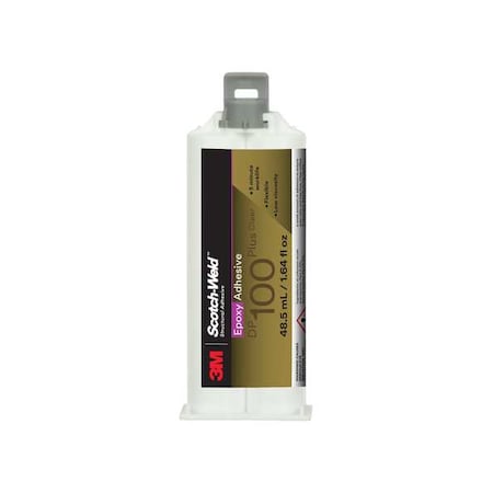 3M Epoxy Adhesive, DP100Plus Series, Clear, Dual-Cartridge, 1:01 Mix Ratio, 20 min Functional Cure 100 PLUS