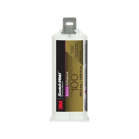 3M Epoxy Adhesive, DP100FR Series, Off-White, 1:01 Mix Ratio, 15 min Functional Cure, Dual-Cartridge 100FR