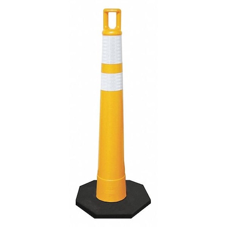 Zoro Select Traffic Cone, Polyethylene, High-Intensity Prismatic, 42 in Height, 13 lb, Yellow 510-Y-HIP-6W4W-2/650-RB-10