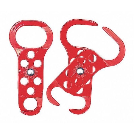 Brady Lockout Hasp, Red, Steel, 6 Max. No. of Padlocks, 189/500 in Max. Shackle Dia. 236919