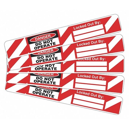 Brady Lockout Tag, Danger, Vinyl, 5/8 in Width, 4 in Height, Write On Surface: No , 5 PK 121449