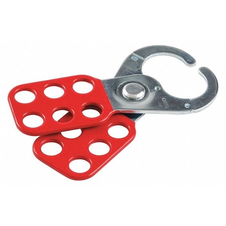 Brady Lockout Hasp, Red, Steel, 6 Max. No. of Padlocks, 2/5 in Max. Shackle Dia., 1 in Jaw Clearance 133161
