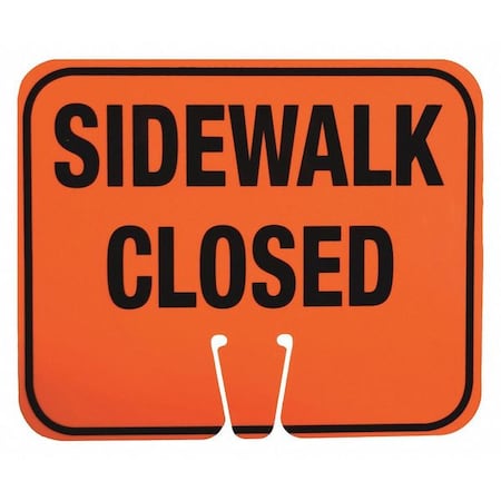 Zoro Select Traffic Cone Sign, ABS Plastic, 10 1/2 in Height, 12 1/2 in Length, 1 lb, Orange/Black 03-550-SC