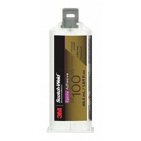3M Epoxy Adhesive, DP100NS Series, Off-White, Dual-Cartridge, 1:01 Mix Ratio, 15 min Functional Cure 100NS