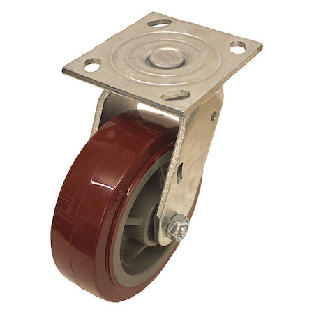 Zoro Select NSF-Listed Plate Caster, 770 lb. Ld Rating, Roller P21S-URP060R-14