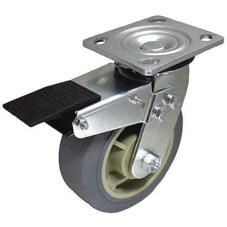 Zoro Select NSF-Listed Plate Caster, 300 lb. Ld Rating, Roller P21S-PRP040R-14-TB