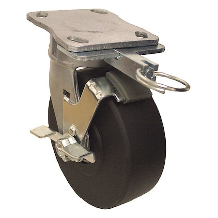 Zoro Select Plate Caster, 1750 lb. Ld Rating, Ball P25S-NMB040K-14-WB-DL