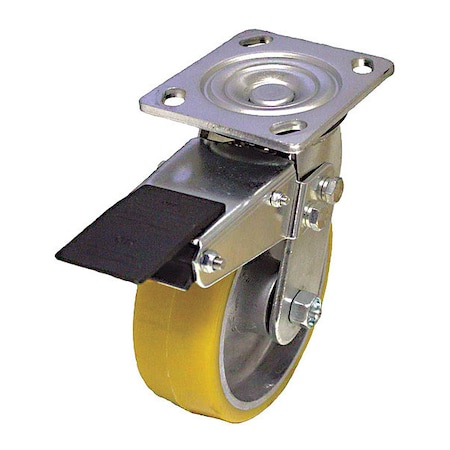 Zoro Select NSF-Listed Plate Caster, 1250 lb. Ld Rating, Roller P21S-UA060R-14-TB