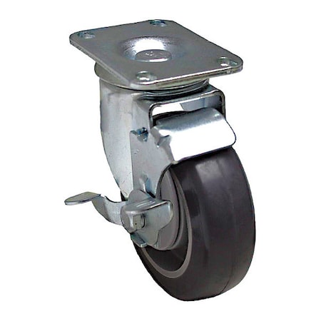 Zoro Select Plate Caster, Swivel, Polyurethane, 5 1/8"H P12S-UP040D-12-TB