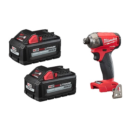 Milwaukee Tool M18 FUEL SURGE 1/4" Hex Hydraulic Driver + M18 HIGH OUTPUT XC6.0 Batteries (2 Pk) 48-11-1862, 2760-20