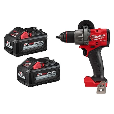 Milwaukee Tool M18 FUEL 1/2" Hammer Drill/Driver + M18 HIGH OUTPUT XC6.0 Batteries (2 Pk) 48-11-1862, 2904-20