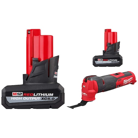 Milwaukee Tool M12 FUEL Oscillating Multi-Tool + M12 XC5.0 Battery 2-Pack 48-11-2450, 48-11-2450, 2526-20