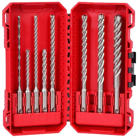Milwaukee Tool 4 Cutter SDS Plus Rotary Hammer Drill Bit Set, 8 pc, Includes Case 48-20-7663