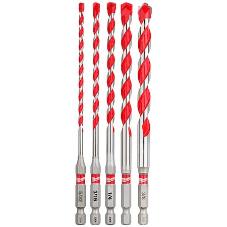 Milwaukee Tool 5pc Shockwave Carb Hammer Drill Bit Set 48-20-9051