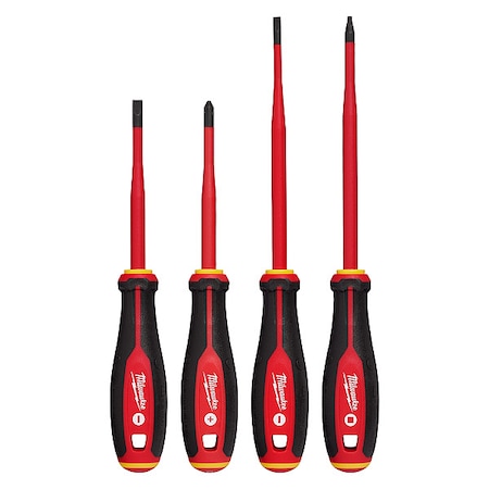 Milwaukee Tool Insulated Screwdriver Set, SAE, 4 pcs 48-22-2219
