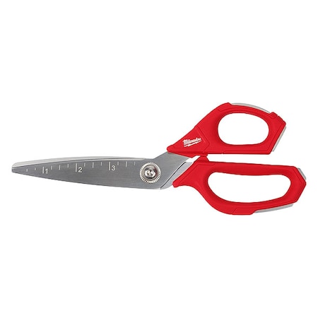 Milwaukee Tool Scissors, Chrome Plated, 9 1/4 in L, Red 48-22-4046