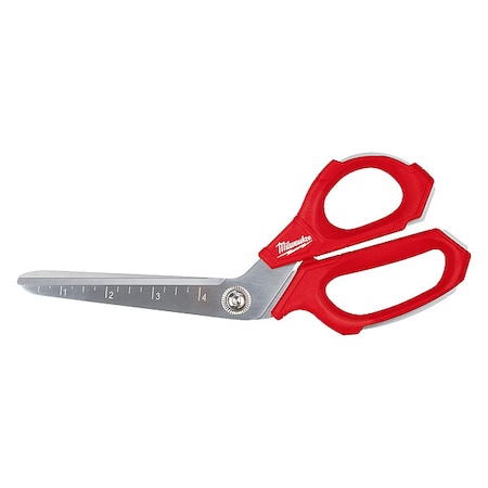 Milwaukee Tool Scissors, Chrome Plated, 9 1/4 in L, Red 48-22-4047