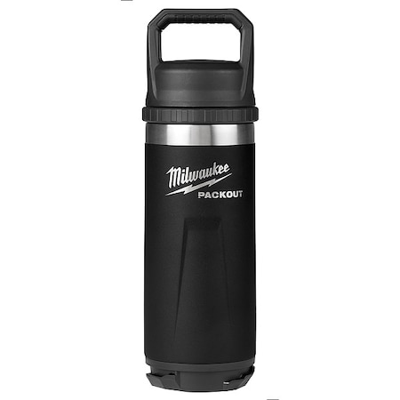 Milwaukee Tool Insulated Bottle, SS, 18 oz CAP, Black 48-22-8382B