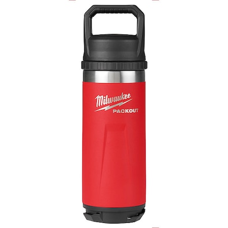 Milwaukee Tool Insulated Bottle, SS, 18 oz CAP, Black 48-22-8382R