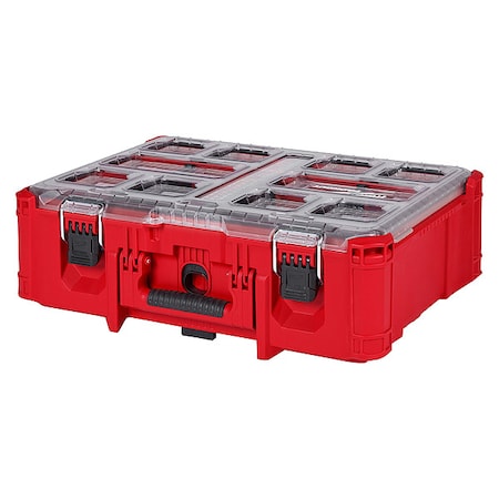 MILWAUKEE TOOL Deep Compartment Box with 2 compartments, Plastic, 7.0 in H x 19.7 in W 48-22-8432