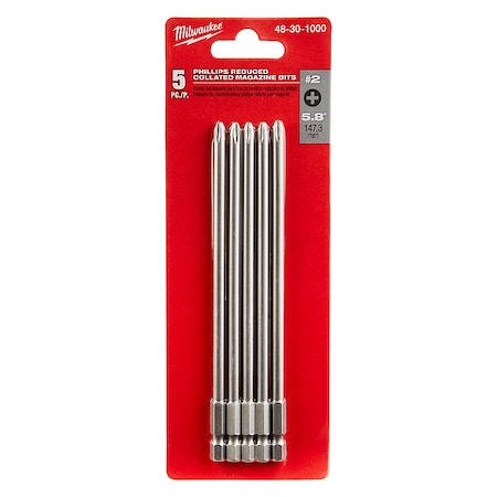 Milwaukee Tool 5-Piece Phillips Collated Magazine Bits 48-30-1000