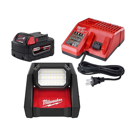 Milwaukee Tool M18 ROVER Dual Power Flood Light + M18 XC5.0 Starter Kit 48-59-1850, 2366-20