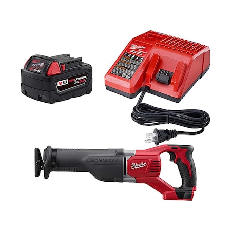Milwaukee Tool M18 SAWZALL Reciprocating Saw + M18 XC5.0 Starter Kit 48-59-1850, 2621-20