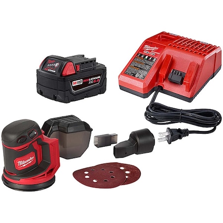 Milwaukee Tool M18 XC5.0 Starter Kit + M18 Random Orbit Sander 48-59-1850, 2648-20