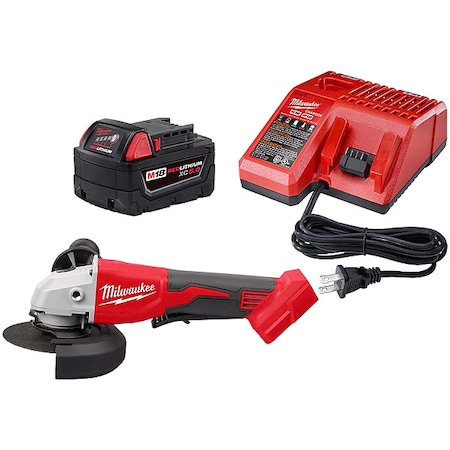 Milwaukee Tool M18 Brushless 4-1/2" / 5" Cut-Off Grinder, Paddle Switch + M18 XC5.0 Starter Kit 48-59-1850, 2686-20