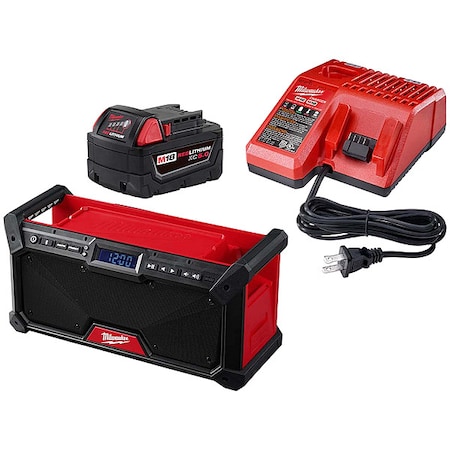 Milwaukee Tool M18 XC5.0 Starter Kit + M18 Bluetooth Jobsite Radio 48-59-1850, 2952-20
