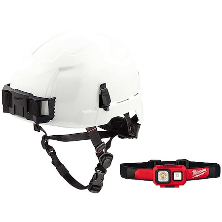 Milwaukee Tool Safety Helmet and Headlamp, Polycarbonate, Swinging Ratchet, White 48-73-1301, 2104