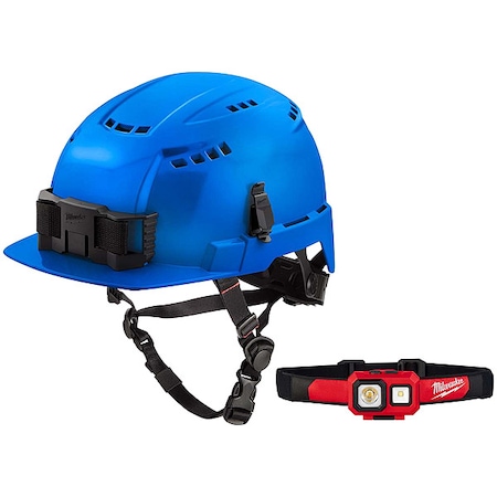 Milwaukee Tool Safety Helmet and Headlamp, Polycarbonate, Swinging Ratchet, Blue 48-73-1324, 2104