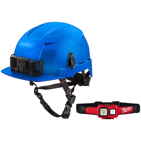 Milwaukee Tool Safety Helmet and Headlamp, Polycarbonate, Swinging ratchet, Blue 48-73-1325, 2104
