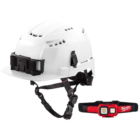 Milwaukee Tool Safety Helmet and Headlamp, Polycarbonate, Swinging Ratchet, White 48-73-1320, 2104