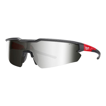 Milwaukee Tool Safety Glasses, Mirrored Lens, Anti Scratch, Flexible Nose Bridge, Black/Red Frame 48-73-2019