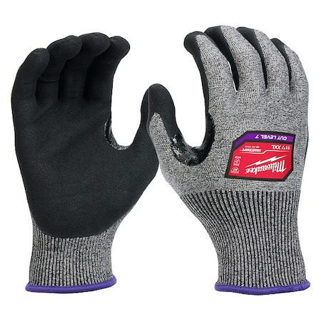 Milwaukee Tool Cut Protection Dipped Gloves, Cut Level A7 , Dipped , Nitrile , Rough , 2XL 1 PR 48-73-7014
