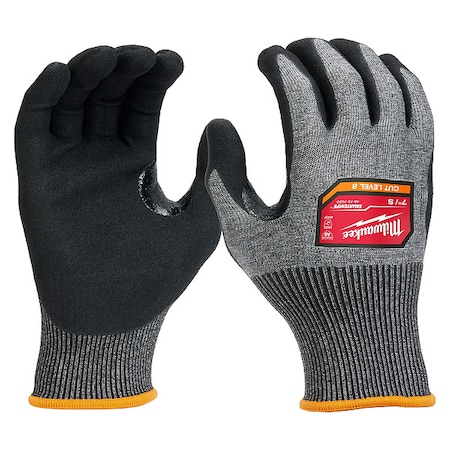 Milwaukee Tool Cut Protection Dipped Gloves, Cut Level A8 , Dipped , Nitrile , Rough , Small 1 PR 48-73-7020