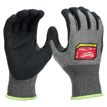 Milwaukee Tool Cut Protection Dipped Gloves, Cut Level A9 , Dipped , Nitrile , Rough , 2XL 1 PR 48-73-7034