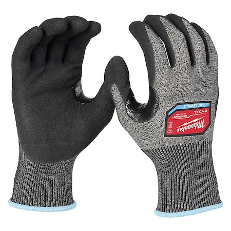 Milwaukee Tool Cut-Resistant Dipped Gloves, Cut Level A2 , Dipped , Nitrile , Rough , 2XL 1 PR 48-73-7124E