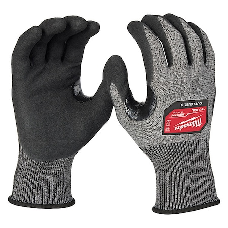 Milwaukee Tool Cut-Resistant Dipped Gloves, Cut Level A3 , Dipped , Nitrile , Rough , 2XL 1 PR 48-73-7134E
