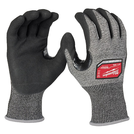 Milwaukee Tool Knit Gloves, Cut Level A4 , Dipped , Nitrile , Rough , 2XL 1 PR 48-73-7144E