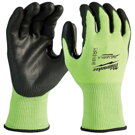 Milwaukee Tool High Visibility Cut Level 3 Polyurethane Dipped Gloves - XXL, PR 48-73-8934