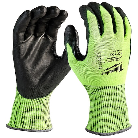 Milwaukee Tool High Visibility Cut Level 4 Polyurethane Dipped - XL 48-73-8943