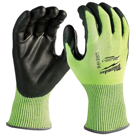 Milwaukee Tool High Visibility Cut Level 4 Polyurethane Dipped Gloves - S, PR 48-73-8940